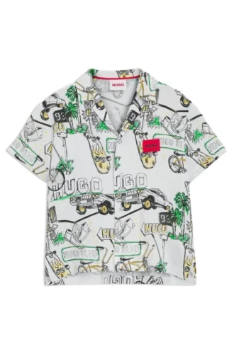 Kids’ logo-badge shirt with all-over print