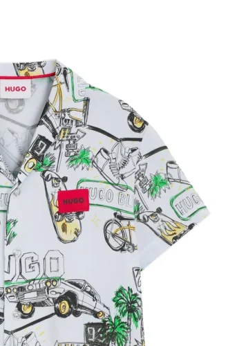 Kids’ logo-badge shirt with all-over print