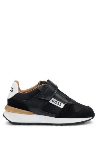 Kids’ logo-detail trainers in mixed materials