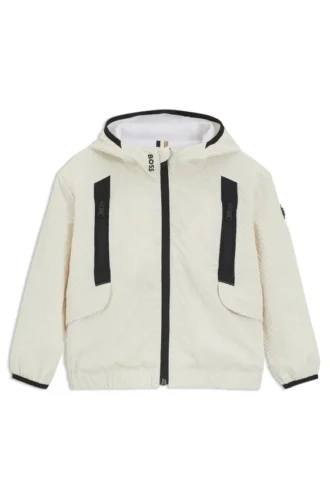 Kids’ logo-detail windbreaker in seersucker