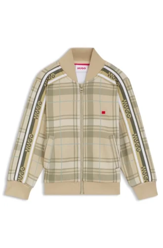 Kids’ logo-label jacket with check