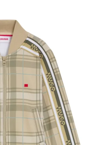 Kids’ logo-label jacket with check