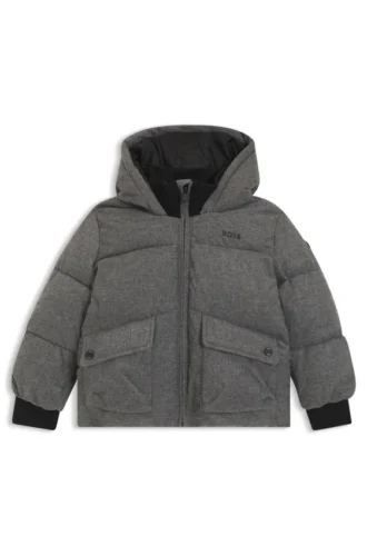 Kids’ logo-print jacket with flannel effect