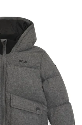 Kids’ logo-print jacket with flannel effect