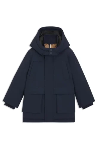 Kids’ logo-print parka jacket in ripstop