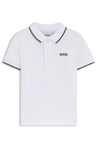 Kids’ logo-print polo shirt in cotton piqué