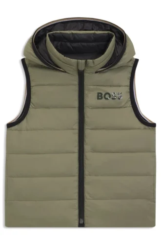 Kids’ logo-print reversible gilet with down filling