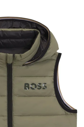 Kids’ logo-print reversible gilet with down filling