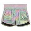 Kids’ logo-print shorts in iridescent fabric Kids’ logo-print shorts in iridescent fabric