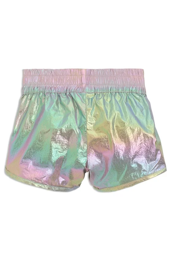 Kids’ logo-print shorts in iridescent fabric Kids’ logo-print shorts in iridescent fabric