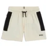 Kids’ logo-print swim shorts in seersucker