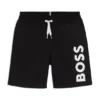 Kids’ logo-print swim shorts with peached finish
