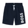 Kids’ logo-print swim shorts with peached finish