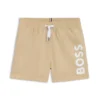 Kids’ logo-print swim shorts with peached finish