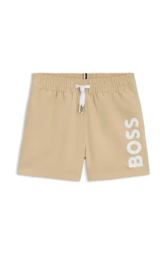 Kids’ logo-print swim shorts with peached finish