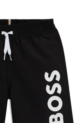 Kids’ logo-print swim shorts with peached finish