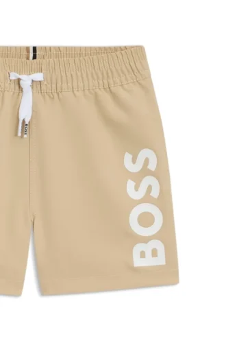 Kids’ logo-print swim shorts with peached finish