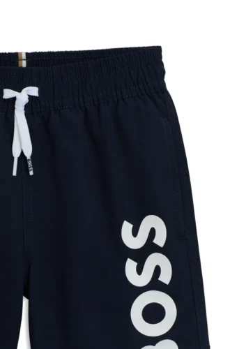Kids’ logo-print swim shorts with peached finish
