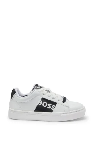Kids’ logo-print trainers in leather