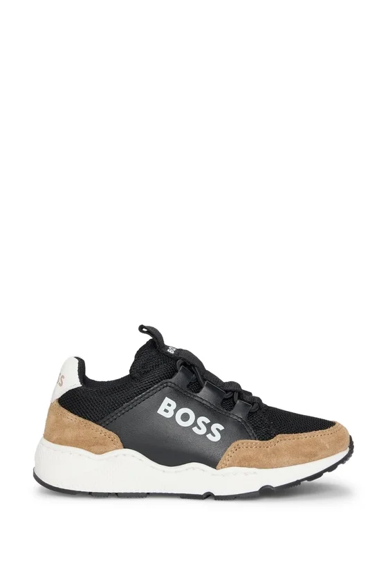 Kids’ logo-print trainers in leather and mesh Kids’ logo-print trainers in leather and mesh
