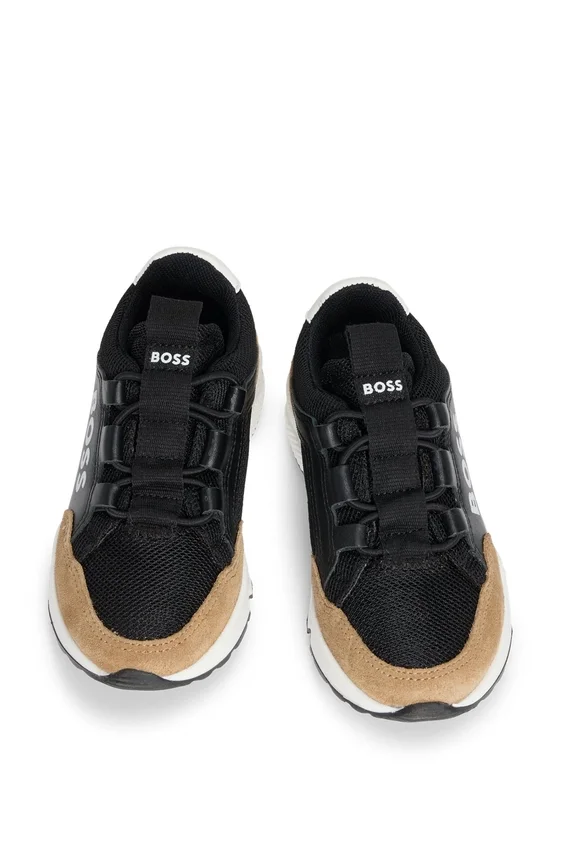 Kids’ logo-print trainers in leather and mesh Kids’ logo-print trainers in leather and mesh