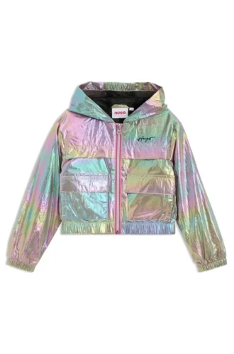 Kids’ logo-print windbreaker in iridescent fabric