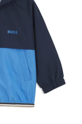 Kids’ logo-print windbreaker with colour-blocking