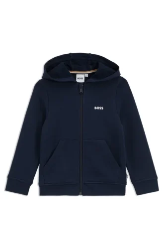 Kids’ logo-print zip-up hoodie in a cotton blend
