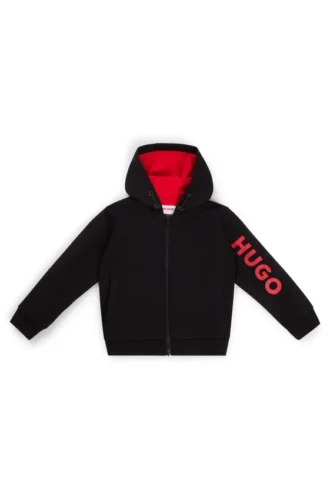 Kids’ logo-print zip-up hoodie in a cotton blend