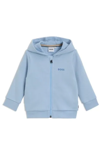 Kids’ logo-print zip-up hoodie in a cotton blend