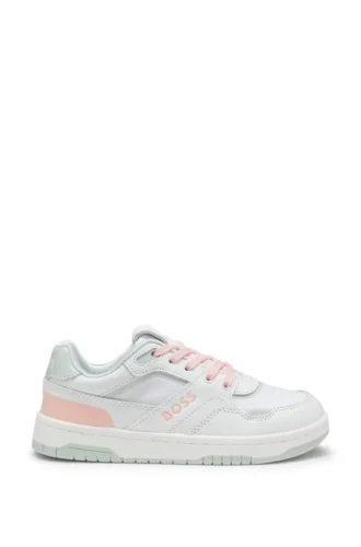 Kids’ logo sneakers in leather and canvas