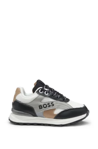 Kids’ logo sneakers in leather and canvas