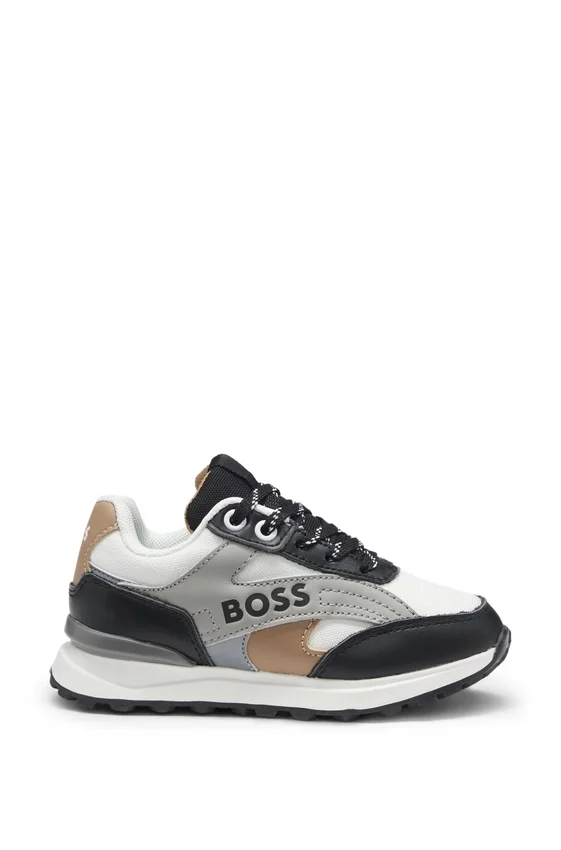 Kids’ logo sneakers in leather and canvas Kids’ logo sneakers in leather and canvas
