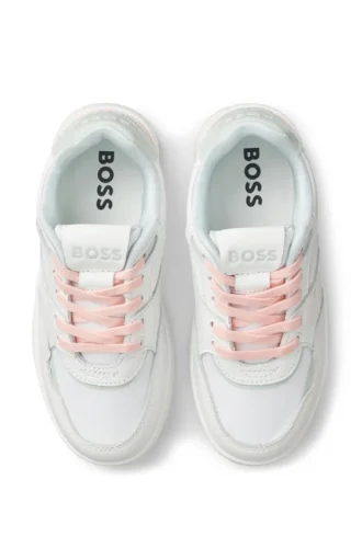 Kids’ logo sneakers in leather and canvas
