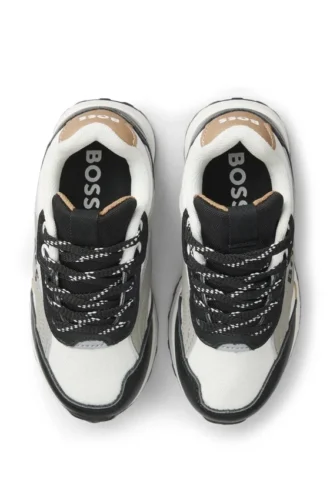 Kids’ logo sneakers in leather and canvas