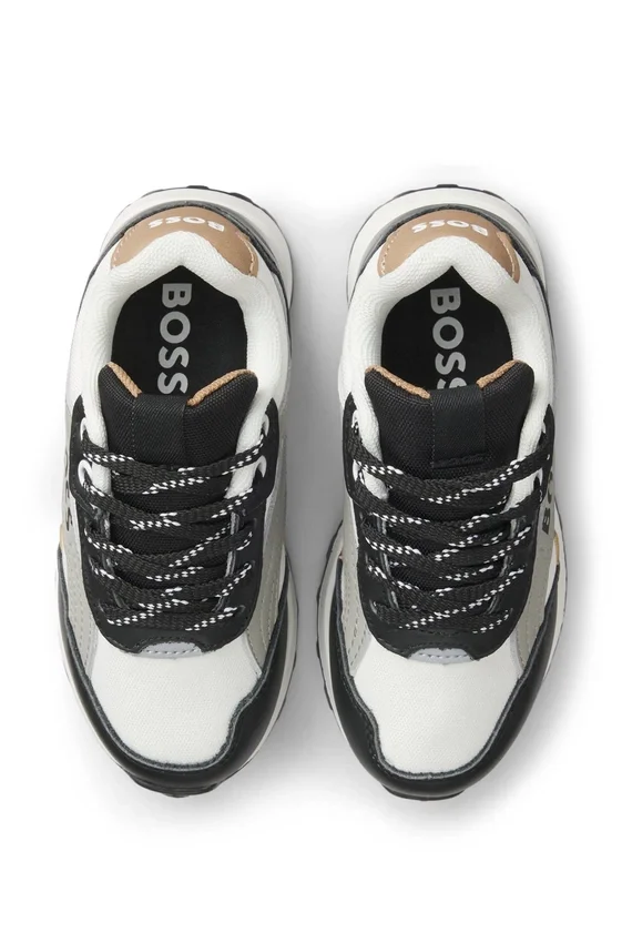 Kids’ logo sneakers in leather and canvas Kids’ logo sneakers in leather and canvas