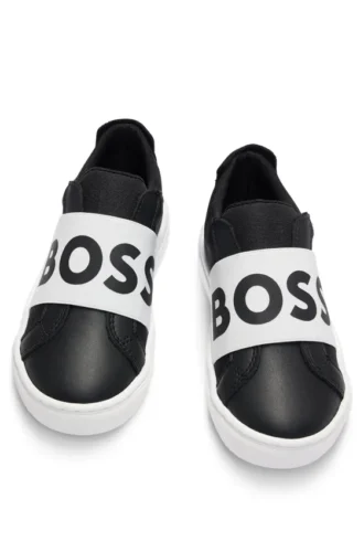 Kids’ logo-strap trainers in canvas and leather
