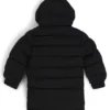 Kids’ long-length puffer jacket with red logo label Kids’ long-length puffer jacket with red logo label
