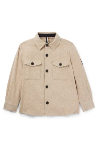 Kids’ long-sleeved brushed-cotton shirt with logo badge