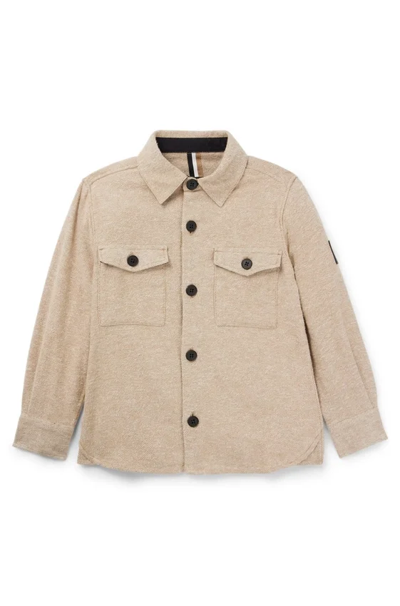 Kids’ long-sleeved brushed-cotton shirt with logo badge Kids’ long-sleeved brushed-cotton shirt with logo badge