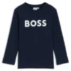 Kids’ long-sleeved contrast-logo T-shirt in cotton