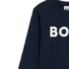 Kids’ long-sleeved contrast-logo T-shirt in cotton