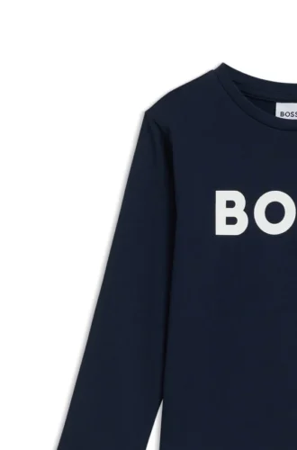 Kids’ long-sleeved contrast-logo T-shirt in cotton