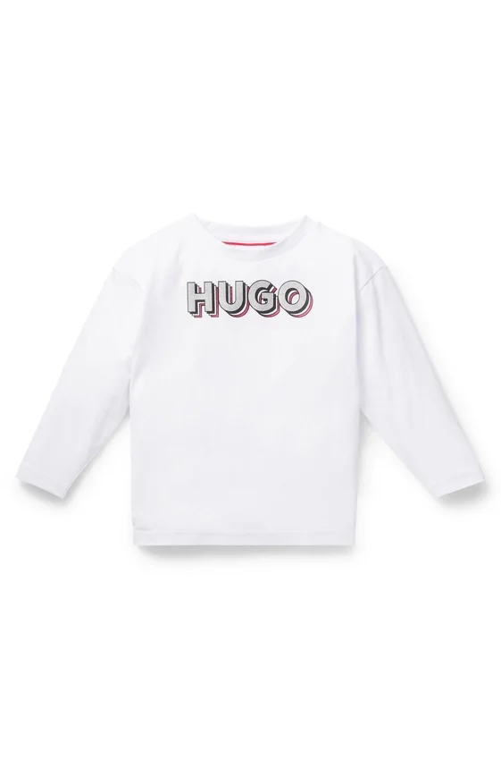 Kids’ long-sleeved cotton T-shirt with glitter-effect logo Kids’ long-sleeved cotton T-shirt with glitter-effect logo