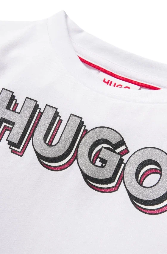 Kids’ long-sleeved cotton T-shirt with glitter-effect logo Kids’ long-sleeved cotton T-shirt with glitter-effect logo