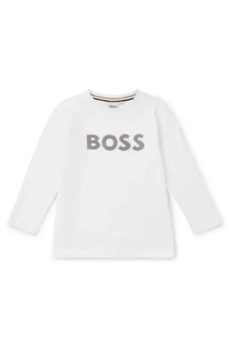 Kids’ long-sleeved cotton T-shirt with silicone-dot logo