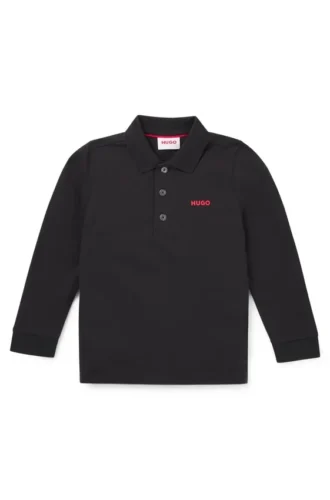 Kids’ long-sleeved polo shirt with logo print