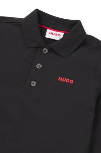 Kids’ long-sleeved polo shirt with logo print