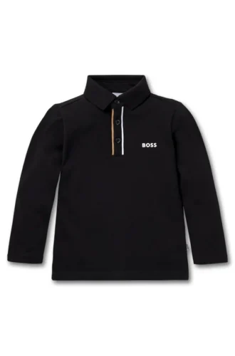 Kids’ long-sleeved polo shirt with striped placket
