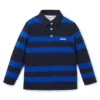 Kids’ long-sleeved polo shirt with stripes and logo
